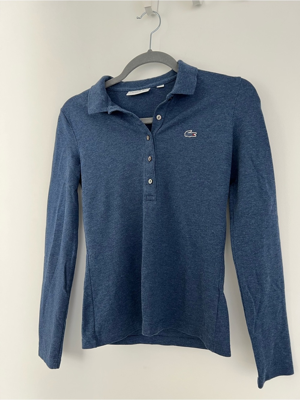 Lacoste Slim Fit Denim Blue Long Sleeve Polo